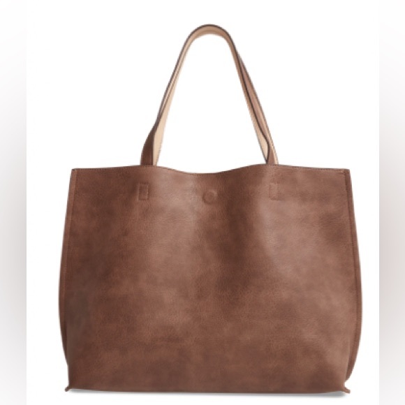 Street Level Handbags - Reversible faux leather tote and wristlet